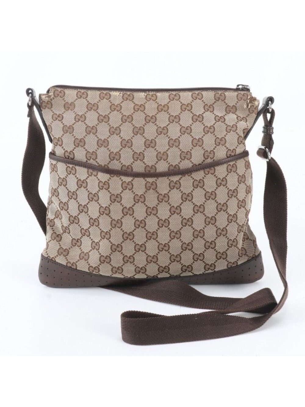 Gucci GG Canvas Leather Shoulder Bag Crossbody Messenger Business